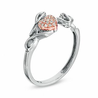 Previously Owned - Diamond Accent LOVE Heart Ring in Sterling Silver and 10K Rose Gold|Peoples Jewellers