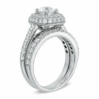 Previously Owned - 2.00 CT. T.W. Diamond Frame Bridal Set in 14K White Gold|Peoples Jewellers
