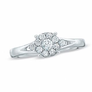 Previously Owned - 0.38 CT. T.W. Diamond Frame Engagement Ring in 14K White Gold|Peoples Jewellers