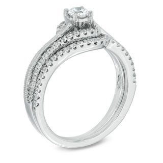 Previously Owned 0.50 CT. T.W. Diamond Frame Swirl Bridal Set in 10K White Gold|Peoples Jewellers