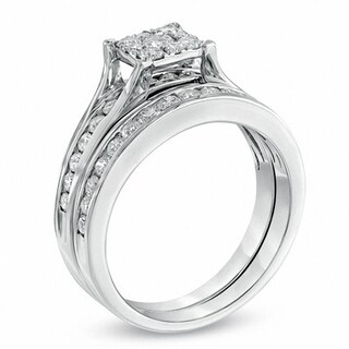 Previously Owned - 1.00 CT. T.W. Composite Diamond Square Bridal Set in 14K White Gold|Peoples Jewellers