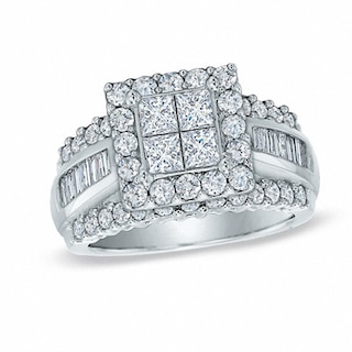 Previously Owned - 2.00 CT. T.W. Quad Princess-Cut Diamond Engagement Ring in 14K White Gold|Peoples Jewellers