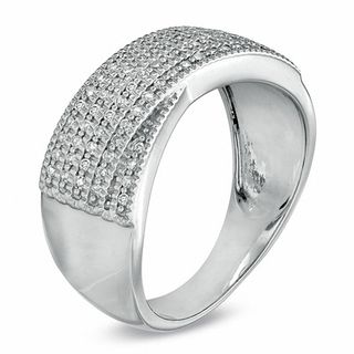 Previously Owned - 0.23 CT. T.W. Diamond Multi-Row Crossover Band in Sterling Silver|Peoples Jewellers