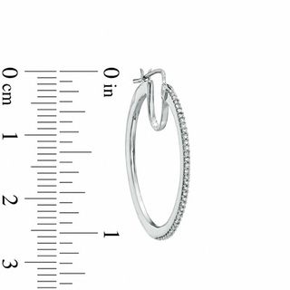 Previously Owned - 0.20 CT. T.W. Diamond Hoop Earrings in Sterling Silver|Peoples Jewellers