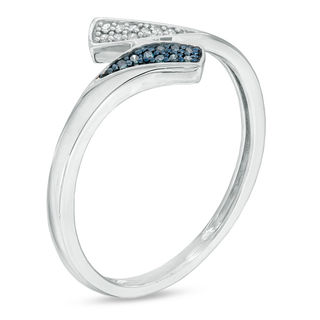 Previously Owned - Enhanced Blue and White Diamond Accent Bypass Ring in Sterling Silver|Peoples Jewellers