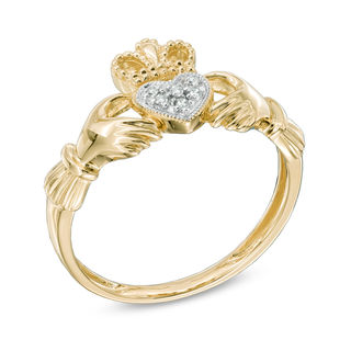 Previously Owned - Diamond Accent Claddagh Ring in 10K Gold|Peoples Jewellers