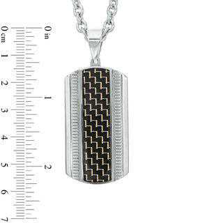Previously Owned - Men's Dog Tag Pendant in Stainless Steel with Black Carbon Fiber Inlay - 24"|Peoples Jewellers