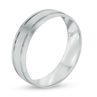 Previously Owned - Men's 6.0mm Comfort Fit Wedding Band in 10K White Gold|Peoples Jewellers
