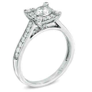 Previously Owned -  0.82 CT. T.W. Diamond Frame Engagement Ring in 14K White Gold (I/I1)|Peoples Jewellers