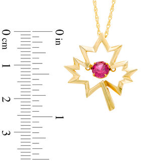 Previously Owned - Unstoppable Love™  5.0mm Lab-Created Ruby Maple Leaf Pendant in Sterling Silver with 14K Gold Plate|Peoples Jewellers