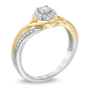 Previously Owned - 0.20 CT. T.W. Diamond Frame Swirl Promise Ring in 10K White Gold with Yellow Rhodium|Peoples Jewellers
