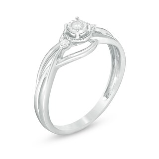 Previously Owned - 0.04 CT. T.W. Quad Princess-Cut Diamond Vintage-Style Promise Ring in Sterling Silver|Peoples Jewellers