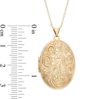 Previously Owned - Oval Feather Locket Pendant in 10K Gold|Peoples Jewellers