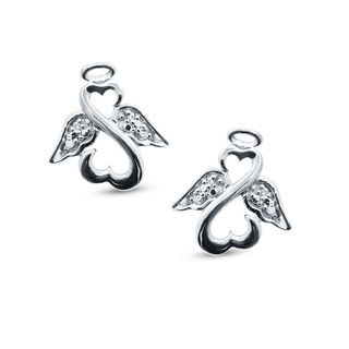Previously Owned - Open Hearts by Jane Seymour™ Diamond Accent Wings and Halo Stud Earrings in Sterling Silver|Peoples Jewellers