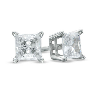 Previously Owned - Celebration  Grand™ 0.30 CT. T.W. Princess-Cut Diamond Stud Earrings in 14K White Gold (I/I1)|Peoples Jewellers