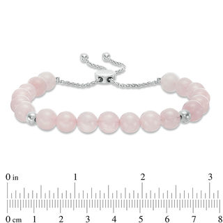 Previously Owned - 8.0mm Rose Quartz and Polished Bead Bolo Bracelet in Sterling Silver - 9.0"|Peoples Jewellers