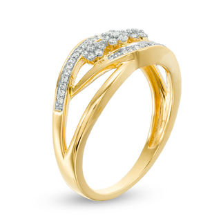 Previously Owned - 0.15 CT. T.W. Diamond Three Flower Bypass Ring in 10K Gold|Peoples Jewellers