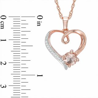Previously Owned - 6.0mm Morganite and Diamond Accent Swirl Heart Pendant in Sterling Silver with 14K Rose Gold Plate|Peoples Jewellers