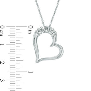 Previously Owned - 0.10 CT. T.W. Diamond Tilted "MOM" Heart Pendant in Sterling Silver|Peoples Jewellers