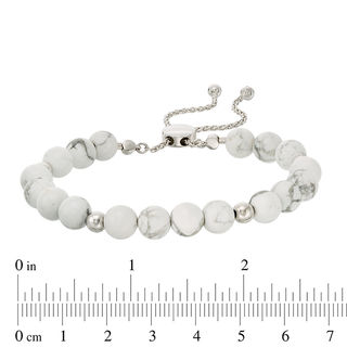 Previously Owned - 8.0mm Howlite and Polished Bead Bolo Bracelet in Sterling Silver - 9.0"|Peoples Jewellers