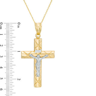 Previously Owned - Men's Diamond-Cut Crucifix Pendant in 10K Two-Tone Gold|Peoples Jewellers