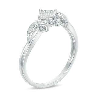 Previously Owned - 0.15 CT. T.W. Princess-Cut Composite Diamond Bypass Ring in 10K White Gold|Peoples Jewellers