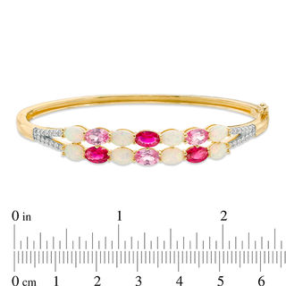 Previously Owned - Oval Lab-Created Multi-Gemstone and White Sapphire Bangle in Sterling Silver with 14K Gold Plate|Peoples Jewellers
