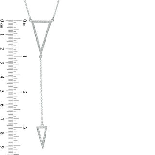 Previously Owned - 0.09 CT. T.W. Diamond Double Triangle "Y" Necklace in Sterling Silver - 20"|Peoples Jewellers