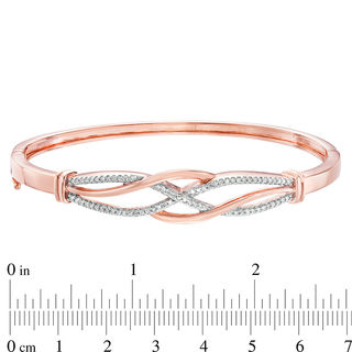Previously Owned - 0.33 CT. T.W. Diamond Open Braid Bangle in 10K Rose Gold|Peoples Jewellers