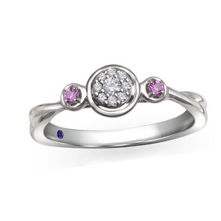 Previously Owned - Cherished Promise Collection™ 0.06 CT. T.W. Diamond and Pink Sapphire Ring in 10K White Gold|Peoples Jewellers