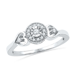 Previously Owned - 0.13 CT. T.W. Diamond Frame Promise Ring in Sterling Silver|Peoples Jewellers