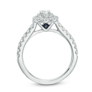 Previously Owned - Vera Wang Love Collection 0.70 CT. T.W. Oval Diamond Double Frame Engagement Ring in 14K White Gold|Peoples Jewellers