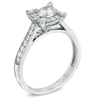 Previously Owned -  0.82 CT. T.W. Diamond Frame Engagement Ring in 14K White Gold|Peoples Jewellers