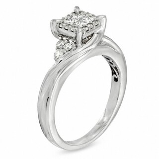 Previously Owned - 0.50 CT. T.W. Quad Princess-Cut Diamond Frame Engagement Ring in 10K White Gold|Peoples Jewellers
