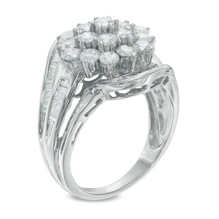 Previously Owned - 2.00 CT. T.W. Diamond Cluster Multi-Row Bypass Ring in 10K White Gold|Peoples Jewellers