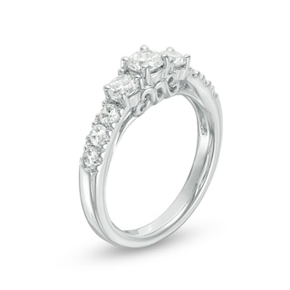 Previously Owned - Celebration Ideal 1.21 CT. T.W. Diamond Three Stone Ring in 14K White Gold|Peoples Jewellers