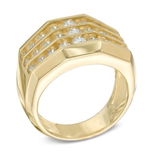 Previously Owned - Men's 1.75 CT. T.W. Diamond  Triple Row Ring in 10K Gold|Peoples Jewellers