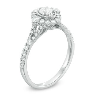 Previously Owned 0.75 CT. T.W. Diamond Oval Frame Vintage-Style Engagement Ring in 14K White Gold (I/I1)|Peoples Jewellers