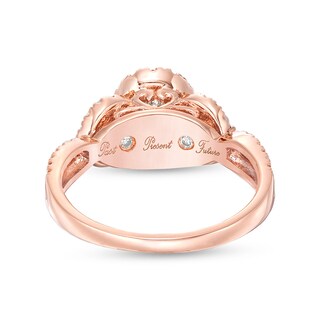 Previously Owned - 0.70 CT. T.W. Diamond Past Present Future® Pear-Shaped Frame Twist Engagement Ring in 10K Rose Gold|Peoples Jewellers