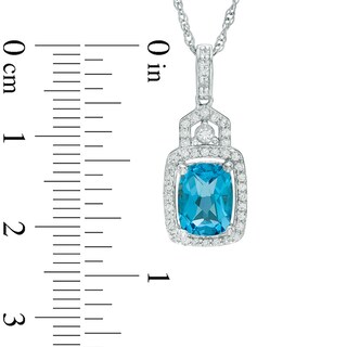 Previously Owned - Blue Topaz and Lab-Created White Sapphire Buckle Frame Pendant and Ring Set in Sterling Silver|Peoples Jewellers