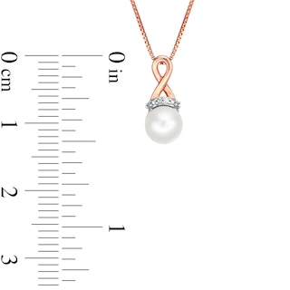 Previously Owned-6.0mm Freshwater Cultured Pearl and Diamond Accent Loop Pendant in 10K Rose Gold|Peoples Jewellers