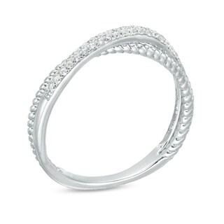 Previously Owned - 0.12 CT. T.W. Diamond Twist Crossover Ring in 10K White Gold|Peoples Jewellers