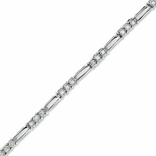 Previously Owned - 0.24 CT. T.W. Diamond Three Stone Station Bracelet in 10K White Gold|Peoples Jewellers