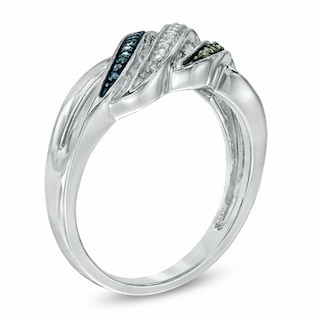 Previously Owned - Enhanced Blue, Green and White Diamond Accent Waves Ring in Sterling Silver|Peoples Jewellers
