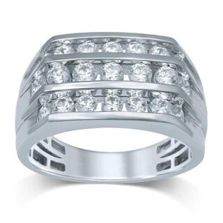 Previously Owned - Men's 2.00 CT. T.W. Diamond Triple Row Ring in 10K White Gold|Peoples Jewellers