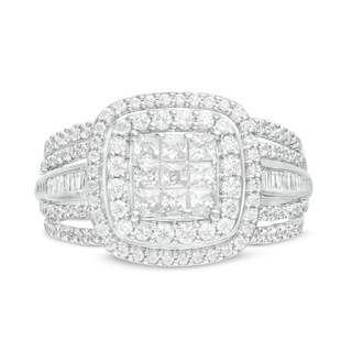 Previously Owned - 1.00 CT. T.W. Princess-Cut Composite Diamond Multi-Row Engagement Ring in 10K White Gold|Peoples Jewellers
