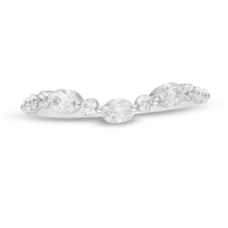 Previously Owned - 0.45 CT. T.W. Oval Diamond Alternating Contour Anniversary Band in 14K White Gold|Peoples Jewellers