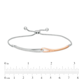 Previously Owned - Love + Be Loved 0.23 CT. T.W. Diamond Bolo Bracelet in Sterling Silver and 10K Rose Gold - 9.5"|Peoples Jewellers