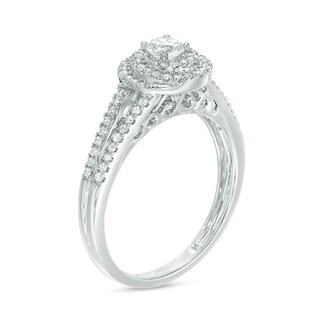 Previously Owned - 0.50 CT. T.W. Diamond Swirling Frame Engagement Ring in 14K White Gold (I/I2)|Peoples Jewellers