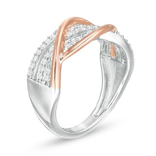 Previously Owned - 0.33 CT. T.W. Diamond Multi-Row Crossover Ring in 10K Two-Tone Gold|Peoples Jewellers